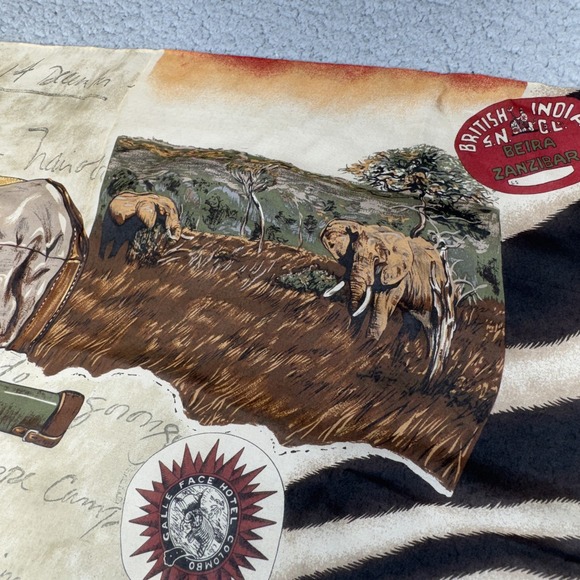 Vintage Ralph Lauren Scarf‎ 33x33 Safari Journal African Animal British India - Picture 10 of 15
